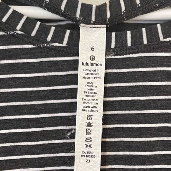 Lululemon Grey and White Striped long Sleeve. To the point top size 6 - Picture 5 of 5